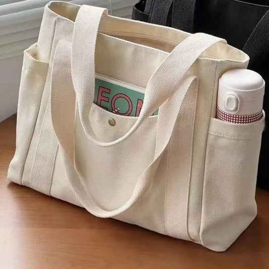 Large Capacity Canvas Solid Letter Tote Bag Versatile Handbag for Commuter Work Student Class Underarm Women's Bag shopping bag