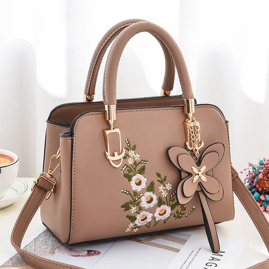 Fashion Brand Women Embroidery Solid Color Shopper Totes Large Capacity Handbag Ladies Luxury Design Shoulder Crossbody Bag