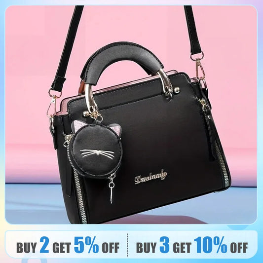 Fashion Handbag for Women Ladies Top Handle Satchel Shoulder Bags Cat Purse